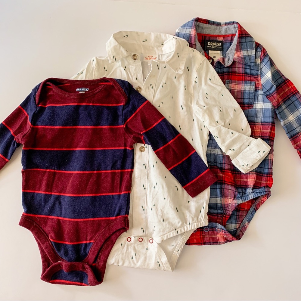 Baby Boy Holiday Onesies Bundle 6-12, 9, 12 Months
